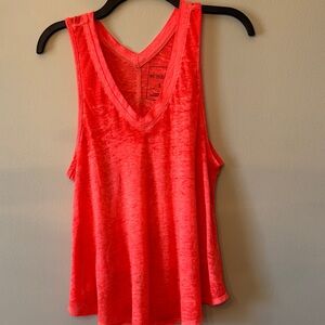 We The Free Bright Coral Burnout  V-Neck Tank Top high/low